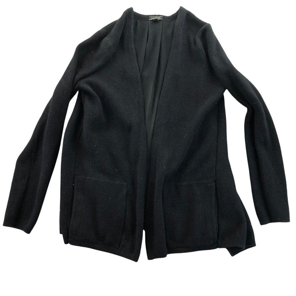 Lucky Brand Women's Cardigan Sweater Small Black Open Front Long Sleeve